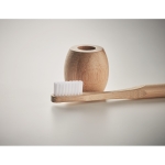 Eco-friendly toothbrush with stand, both made of bamboo wood wood colour third photographic view