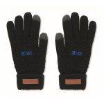 Touchscreen gloves, RPET black colour view with print area