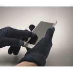 Touchscreen gloves, RPET navy-blue colour third photographic view