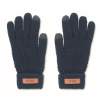 Touchscreen gloves, RPET navy-blue colour view with print area