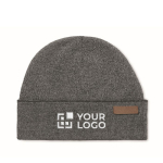 Beanie hat for embroidery with patch for promotions view with print area