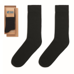 Cotton rich socks with a label in large sizes black colour view with print area