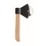 Pizza cutter with an axe design and bamboo handle black colour second view