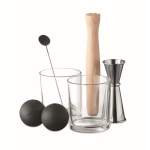 7-piece stainless steel cocktail set, glasses, stirrers & more silver colour