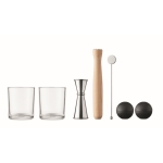 7-piece stainless steel cocktail set, glasses, stirrers & more silver colour second view