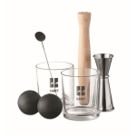 7-piece stainless steel cocktail set, glasses, stirrers & more silver colour main view