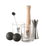 7-piece stainless steel cocktail set, glasses, stirrers & more view with print area