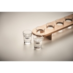 Wooden tray with 6 shot glasses for bars & parties wood colour main view