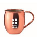 Stainless steel cocktail cup, matte copper finish, 400 ml view with print area