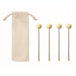 Stainless steel cocktail stirring sticks x4 gold colour second view