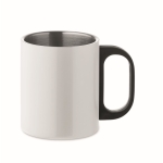 Double wall stainless steel mug with PP handle, 300 ml white colour