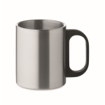 Double wall stainless steel mug with PP handle, 300 ml silver colour