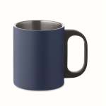 Double wall stainless steel mug with PP handle, 300 ml ultramarine blue colour