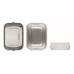 Large steel lunch box with divider, 1.2 L silver colour fifth view