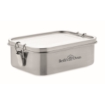 Large steel lunch box with divider, 1.2 L silver colour main view