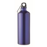 Single-wall, leak-proof aluminium bottle with carabiner, 1 L blue colour