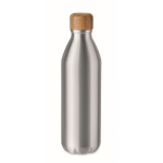 Aluminium bottle with bamboo lid for promotions, 550 ml matt silver colour