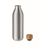 Aluminium bottle with bamboo lid for promotions, 550 ml matt silver colour second view