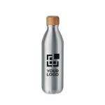 Aluminium bottle with bamboo lid for promotions, 550 ml view with print area