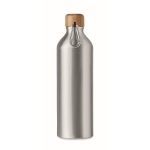 Aluminium bottle with bamboo cap and carabiner, 800 ml matt silver colour fifth view