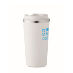 Elegant leak-proof thermal mug for drinks on the go, 510 ml white colour view with print area