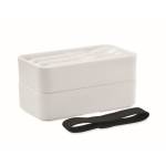 Double lunch box with internal divider and cutlery, 800 ml white colour second view