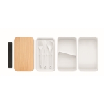 Double lunch box with internal divider and cutlery, 800 ml white colour third view