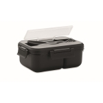 Tupperware made of PP with cutlery, handle and 2 levels, 1 L black colour second view