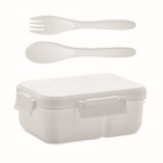 Tupperware made of PP with cutlery, handle and 2 levels, 1 L white colour