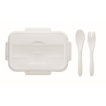 Tupperware made of PP with cutlery, handle and 2 levels, 1 L white colour third view