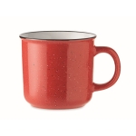 Vintage style speckled ceramic mug, 400 ml red colour