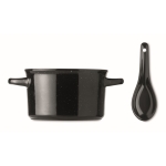 Cooking pot for soups, vintage design for events black colour fourth view