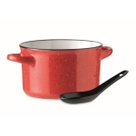 Cooking pot for soups, vintage design for events red colour