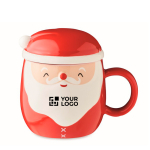 Mug in the shape of a cheerful Santa Claus, 370 ml red colour view with print area