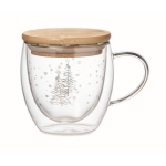 Christmas style mug with bamboo lid, 220 ml transparent colour