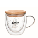 Christmas style mug with bamboo lid, 220 ml transparent colour view with print area