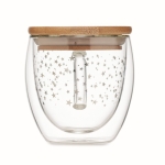 Glass cup with stars and bamboo lid, 220 ml transparent colour sixth view