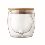 Glass cup with bear face design and bamboo lid, 260 ml transparent colour eighth view