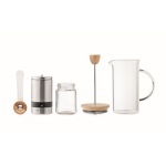 Set with glass and steel coffee pot and manual coffee grinder matt silver colour third view