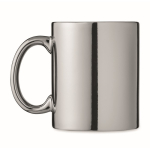 Glossy ceramic mug with handle, 300ml shiny silver colour second view