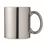 Glossy ceramic mug with handle, 300ml shiny silver colour fourth view