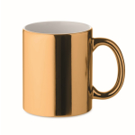 Glossy ceramic mug with handle, 300ml gold colour