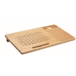 Bamboo laptop stand with ventilation and mouse pad wood colour