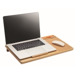 Bamboo laptop stand with ventilation and mouse pad wood colour third view