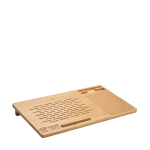 Bamboo laptop stand with ventilation and mouse pad wood colour view with print area