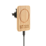 Magnetic wireless charger made of bamboo, for the car view with print area