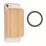 Bamboo magnetic wireless phone charger with power bank wood colour