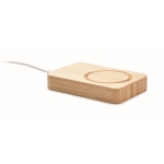 Bamboo magnetic wireless phone charger with power bank wood colour second view