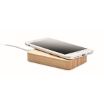 Bamboo magnetic wireless phone charger with power bank wood colour third view