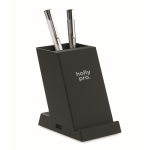 Pencil holder with wireless smartphone charging station black colour second main view